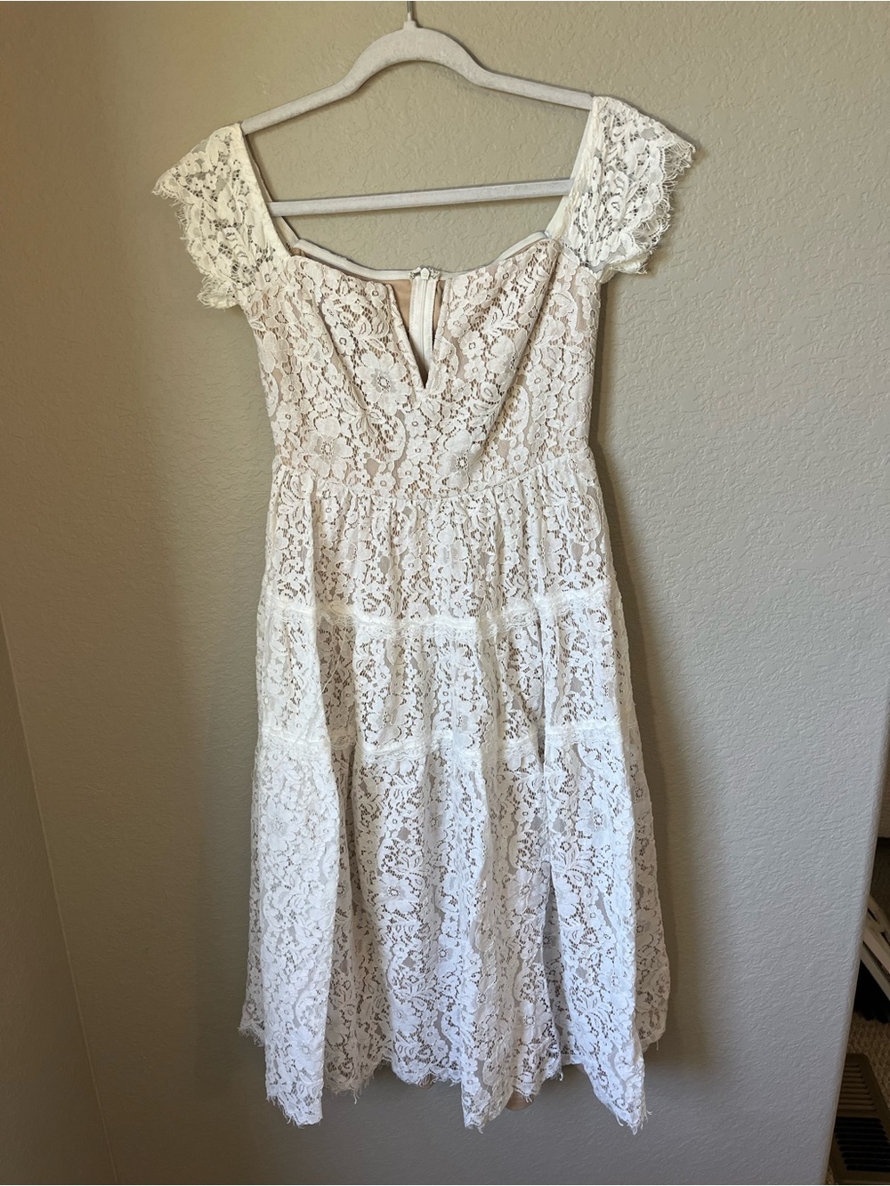 Lulus White Floral Lace Midi Dress Size Small Romantic Bridal Cottagecore